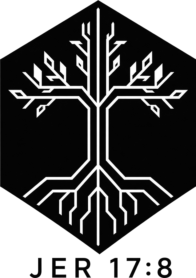 SawTide hexagon tree logo, Jeremiah 17:8