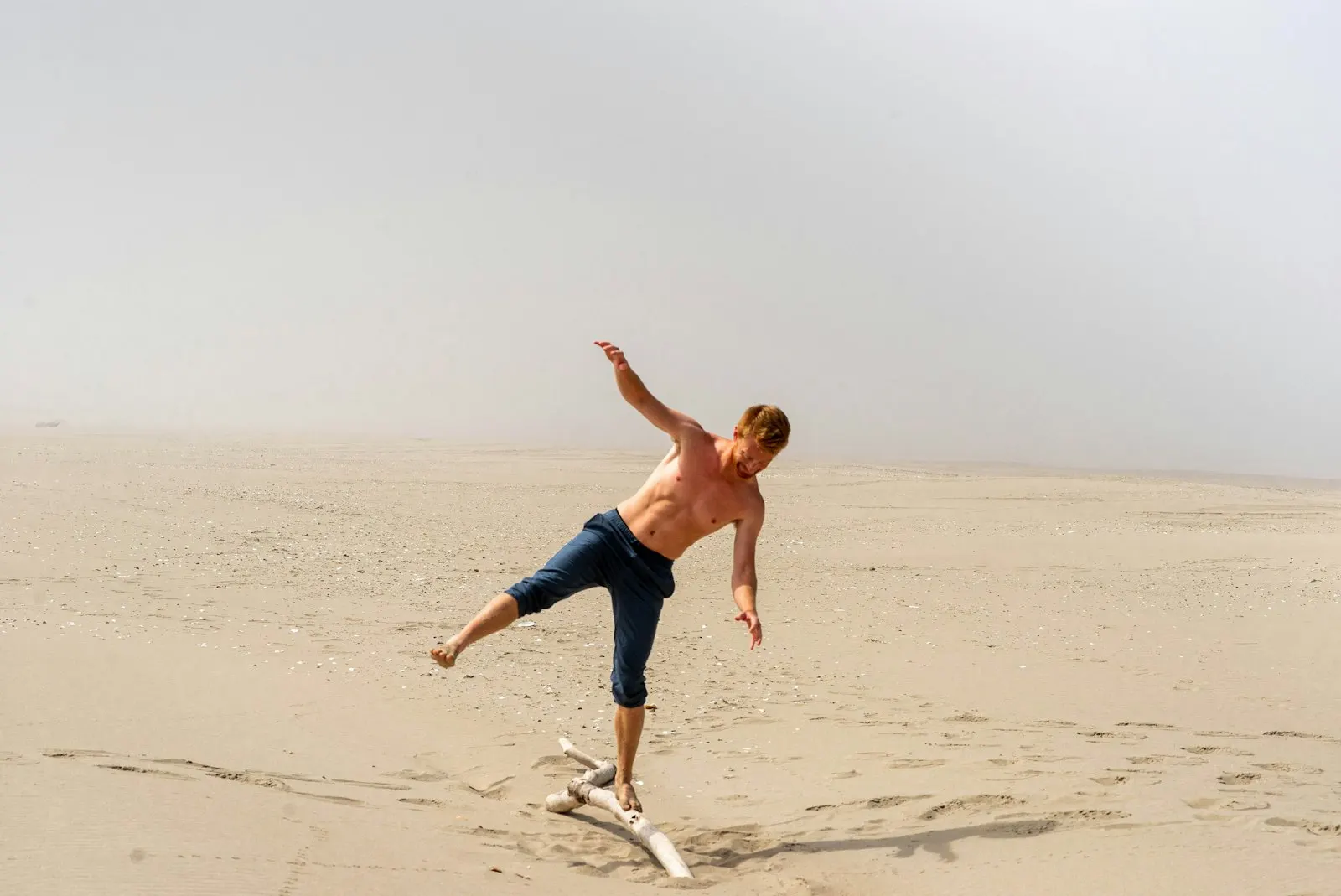 Man running on the beach