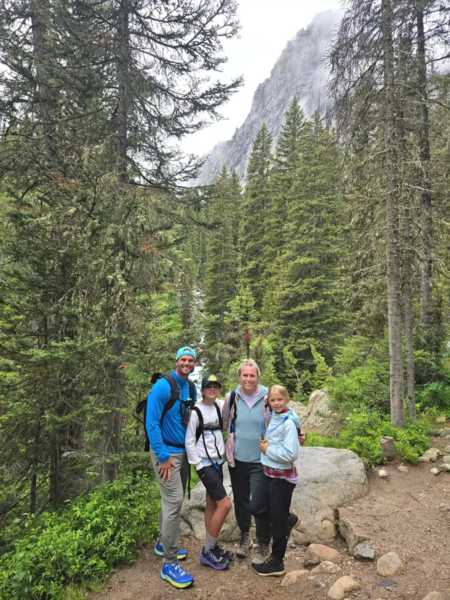 Family hiking in the mountains
